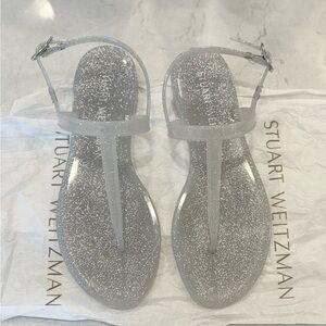 Stuart Weitzman Silver Glitter Women's Sandals 🩶🪩